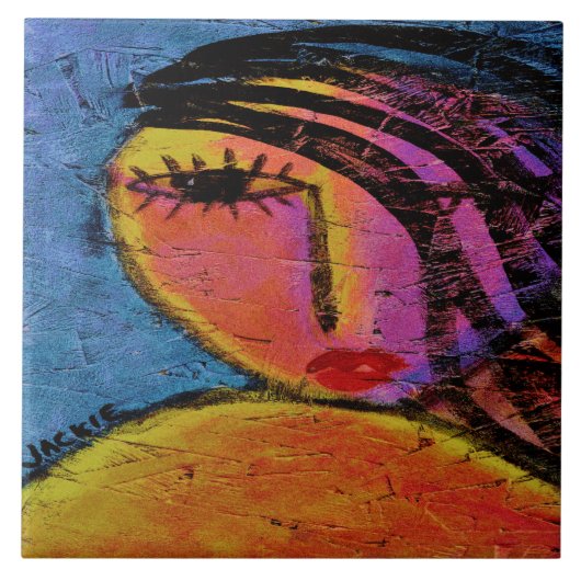  Meisje Abstract Schilderen op OSB Board Tegeltje (Voorkant)