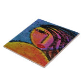  Meisje Abstract Schilderen op OSB Board Tegeltje (Zijkant)