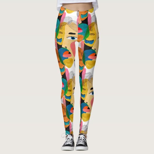 Meisje abstracte kunst leggings (Voorkant)