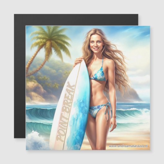 Meisje Action Point Break Magnetische Uitnodiging (Voorkant / Achterkant)