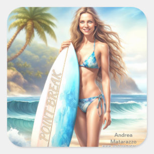 Meisje Action Point Break Vierkante Sticker