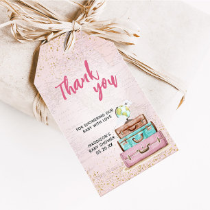 Meisje Adventure Begin Baby shower Favoriet Tag Cadeaulabel