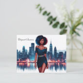 Meisje Afrikaans stijlvol Afro haar mode bedrijf Briefkaart (Staand voorkant)