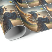 Meisje Afstuderen een vlammende honkbalknuppel Cadeaupapier (Rol Hoek)