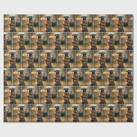 Meisje Afstuderen een vlammende honkbalknuppel Cadeaupapier (Vlak)