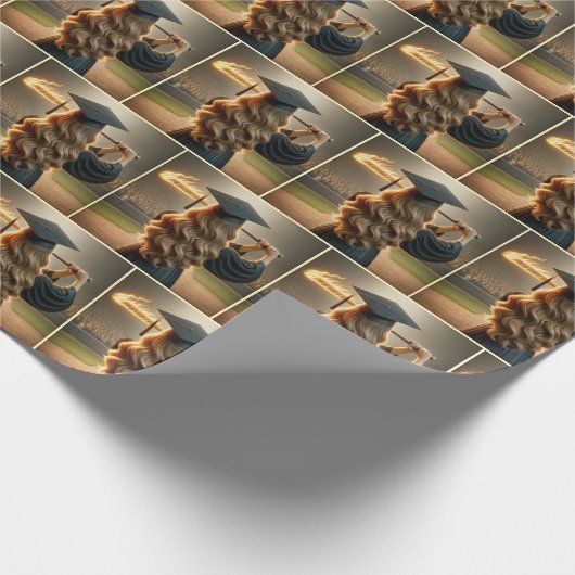 Meisje Afstuderen een vlammende honkbalknuppel Cadeaupapier (Hoek)