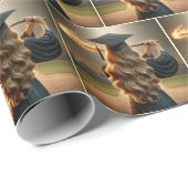 Meisje Afstuderen een vlammende honkbalknuppel Cadeaupapier (Rol Hoek)