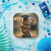 Meisje Afstuderen een vlammende honkbalknuppel Papieren Bordje (Feest)