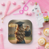 Meisje Afstuderen een vlammende honkbalknuppel Papieren Bordje (Feest)