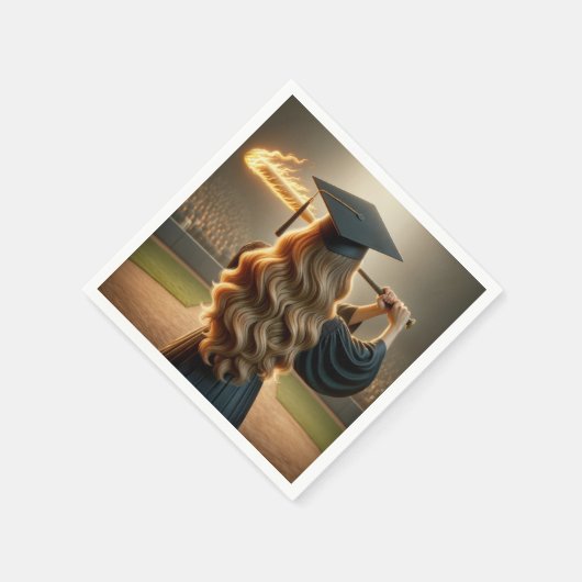 Meisje Afstuderen een vlammende honkbalknuppel Servet (Hoek)