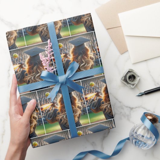 Meisje Afstuderen een vlammende vleermuis Cadeaupapier (Geschenken)