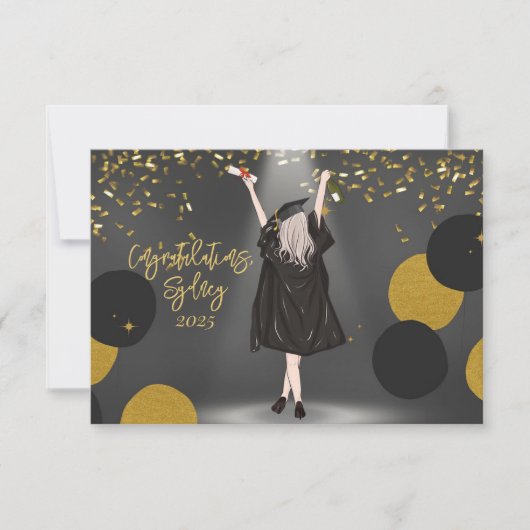 Meisje Afstuderen gefeliciteerd (Voorkant)