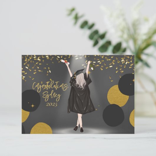 Meisje Afstuderen gefeliciteerd (Staand voorkant)