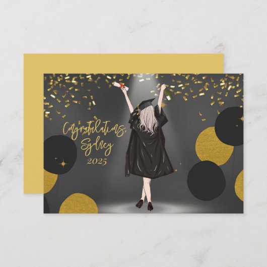 Meisje Afstuderen gefeliciteerd (Voorkant / Achterkant)