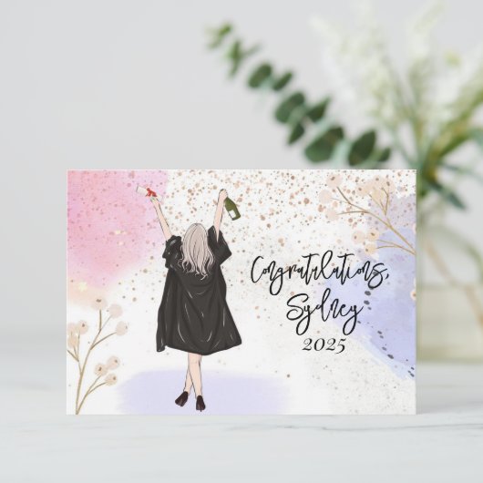 Meisje Afstuderen gefeliciteerd (Staand voorkant)