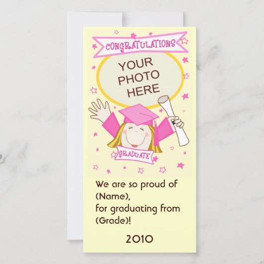 Meisje Afstuderen kleuterschool / voorschoolse fot Aankondiging (Voorkant)