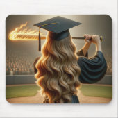 Meisje Afstuderen met een vlammende vleermuis Muismat (Voorkant)