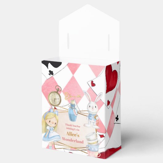 Meisje Alice in Wonderland Verjaardagsthee Bedankdoosjes (Geopend)