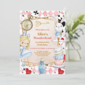 Meisje Alice in Wonderland Verjaardagsthee Kaart (Staand voorkant)
