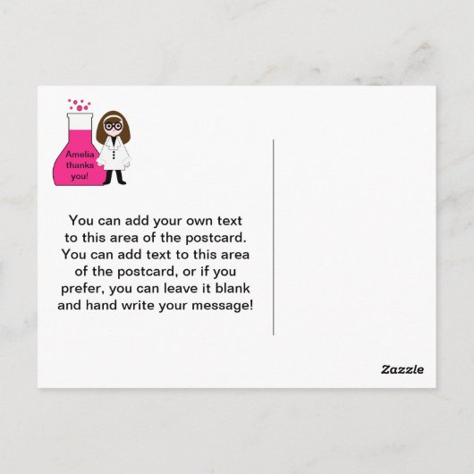 Meisje Alles over Wetenschap Bedankt Briefkaart (Achterkant)