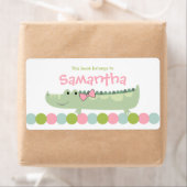 Meisje Alligator Bookplate Label / Boek Bord (Insitu)