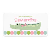 Meisje Alligator Bookplate Label / Boek Bord (Voorkant)