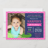 Meisje Alligator Verjaardagsfeestje Uitnodigingen (Voorkant)