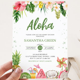Meisje Aloha Hawaïaanse Baby Shower Kaart