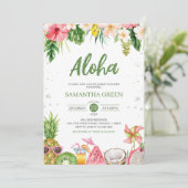 Meisje Aloha Hawaiian Baby shower Kaart (Staand voorkant)