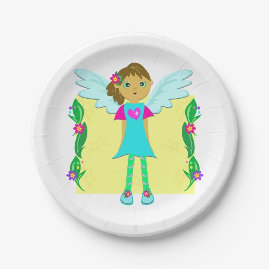 Meisje als engel papieren bordje (Voorkant)