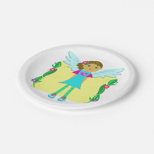 Meisje als engel papieren bordje (Gekanteld)