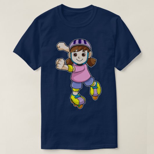 Meisje als Skater met Schaatsen Helm T-shirt (Design voorkant)