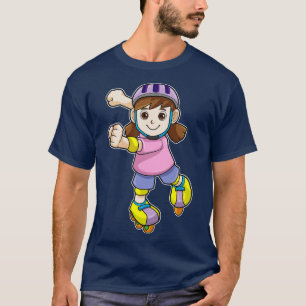 Meisje als Skater met Schaatsen Helm T-shirt