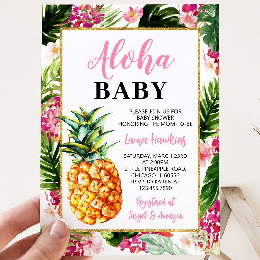 Meisje Ananas Baby Shower Kaart