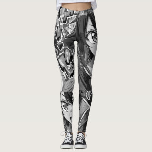 Meisje Anime Kunst Z&W Cartoon op Aangepaste Strak Leggings