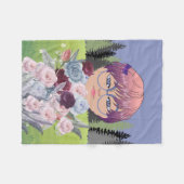 MEISJE ANIME, MET BLOEMEN FLEECE DEKEN (Voorkant (Horizontaal))