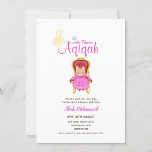 Meisje AQIQAH Baby Shower Verjaardag Prinses Thema Kaart