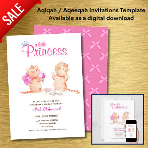 Meisje AQIQAH Baby shower Verjaardagsprinses Thema Kaart