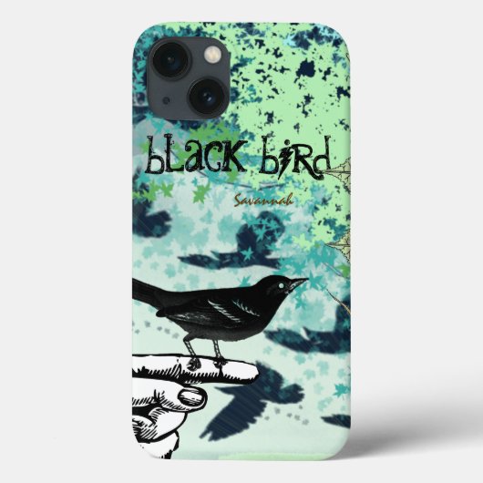  meisje Aqua Black Bird Pattern Iphone Case-Mate iPhone Case (Achterkant)