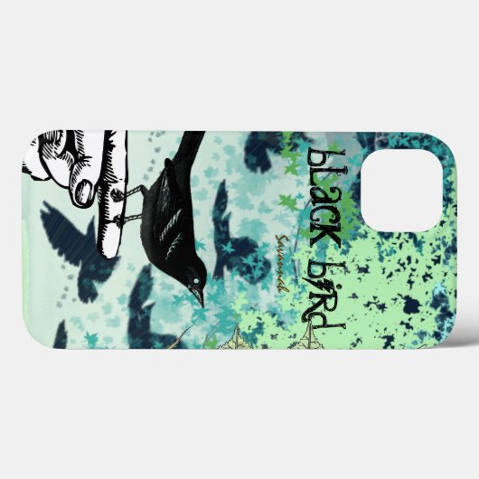  meisje Aqua Black Bird Pattern Iphone Case-Mate iPhone Case (Achterkant (horizontaal))