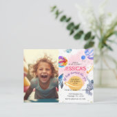 Meisje astronaut buitenruimte raket schip planeet briefkaart (Staand voorkant)