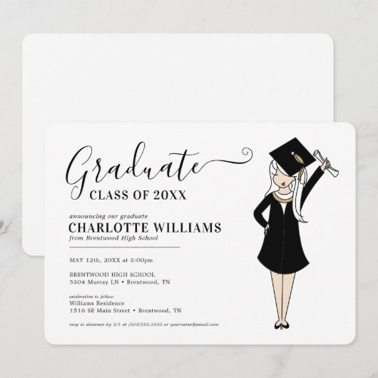  meisje Avatar | Afstuderen van de middelbare scho Kaart (Voorkant / Achterkant)