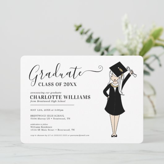  meisje Avatar | Afstuderen van de middelbare scho Kaart (Staand voorkant)