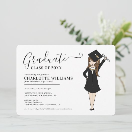  meisje Avatar | Afstuderen van de middelbare scho Kaart (Staand voorkant)