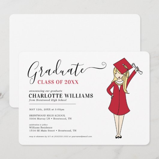  meisje Avatar | Afstuderen van de middelbare scho Kaart (Voorkant / Achterkant)