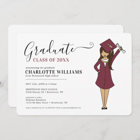  meisje Avatar | Afstuderen van de middelbare scho Kaart (Voorkant / Achterkant)