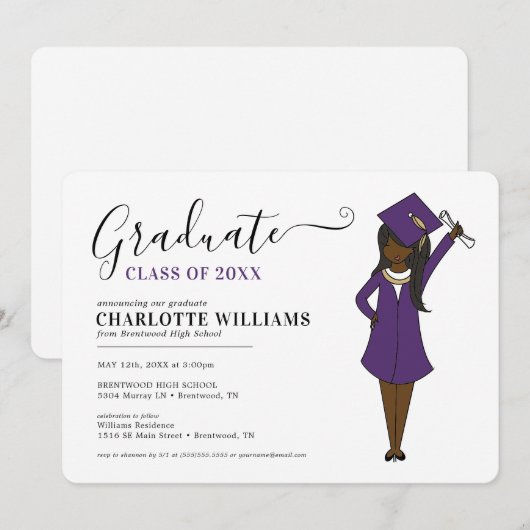  meisje Avatar | Afstuderen van de middelbare scho Kaart (Voorkant / Achterkant)