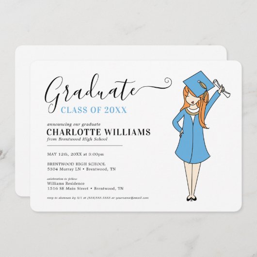  meisje Avatar | Afstuderen van de middelbare scho Kaart (Voorkant / Achterkant)