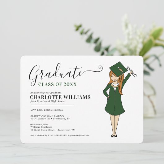  meisje Avatar | Afstuderen van de middelbare scho Kaart (Staand voorkant)