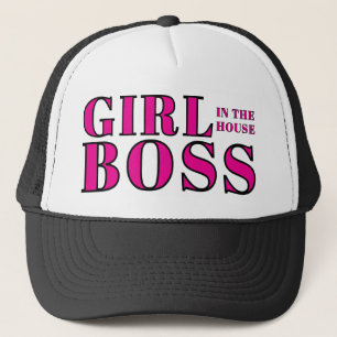 Meisje baas in het huis Blank en roze gym Trucker Pet